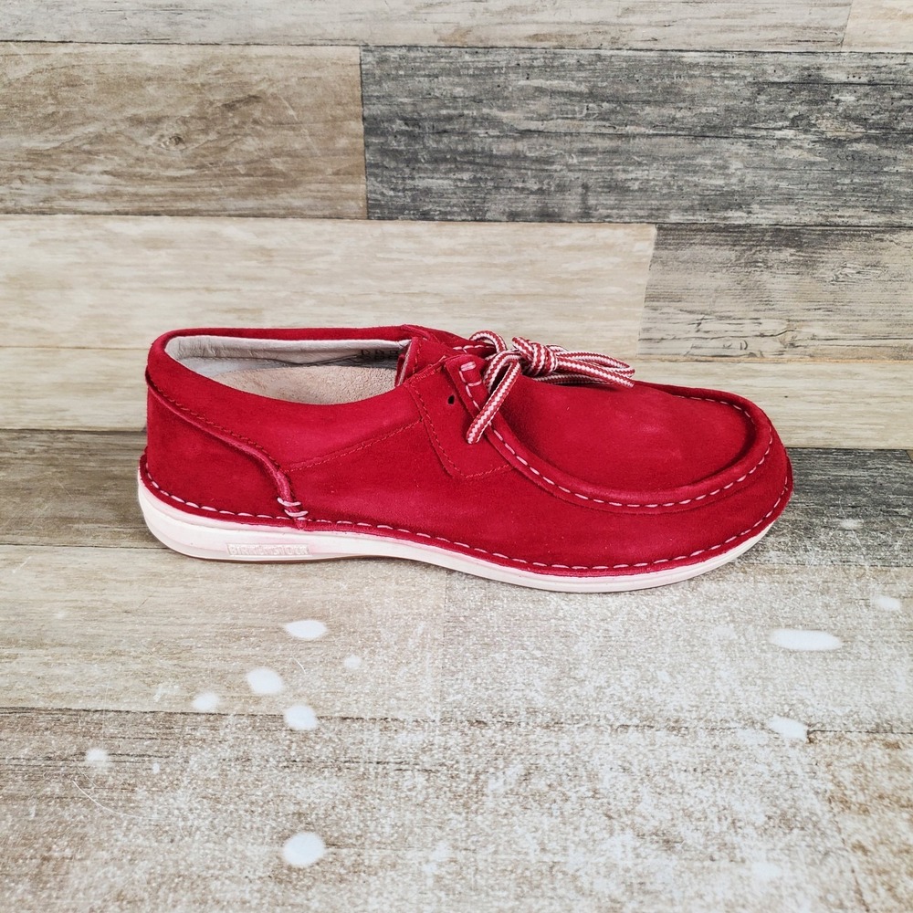 Birkenstock Pasadena Mens Shoes Sz 8 Red Suede Leather Lace Up Round Toe Comfort